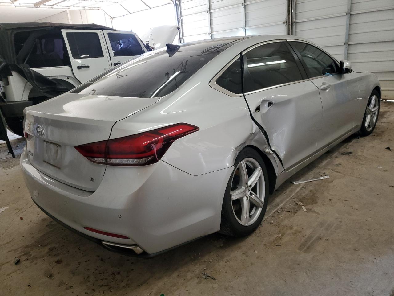 2015 Hyundai Genesis VIN KMHGN4JE7FU061781 Copart auction photo, side / front end damage thumbnail 3