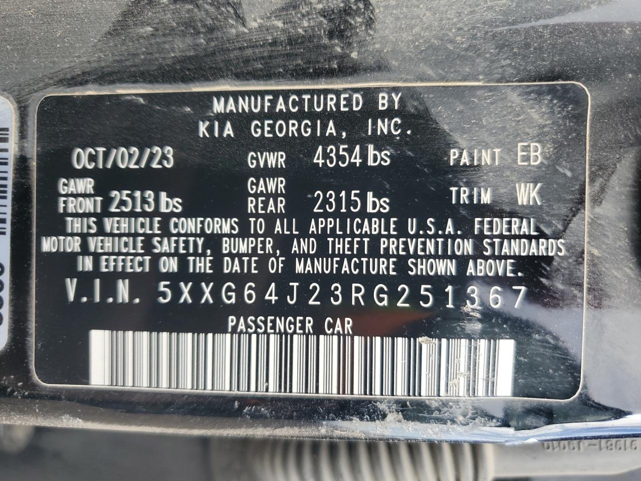 2024 KIA K5 VIN 5XXG64J23RG251367 Copart auction photo, all over damage thumbnail 13