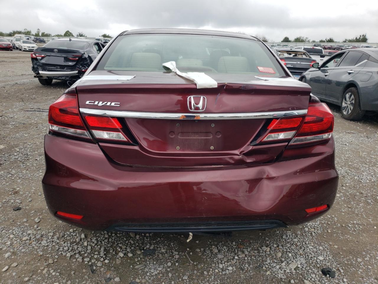 2013 Honda Civic VIN 19XFB2F52DE009430 Copart auction photo, rear end damage thumbnail 6