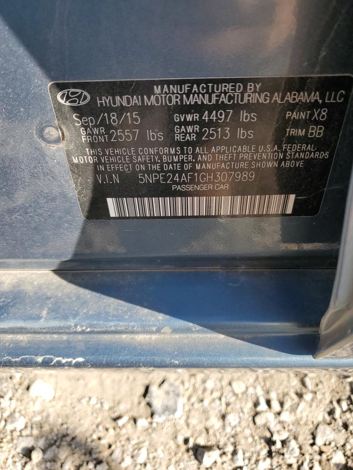 2016 Hyundai Sonata VIN 5NPE24AF1GH307989 Copart auction photo, rear end damage thumbnail 12