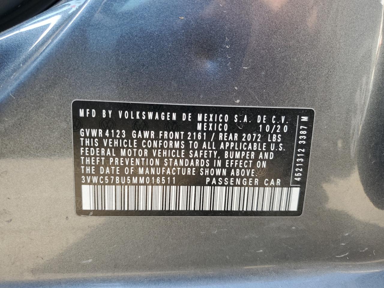 2021 Volkswagen Jetta VIN 3VWC57BU5MM016511 Copart auction photo, undercarriage / side damage thumbnail 12