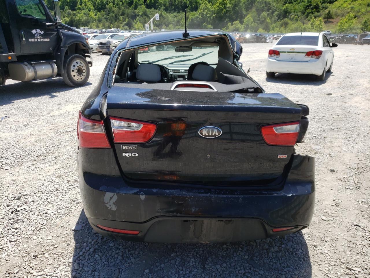 2013 KIA Rio VIN KNADM4A37D6240443 Copart auction photo, all over damage thumbnail 6