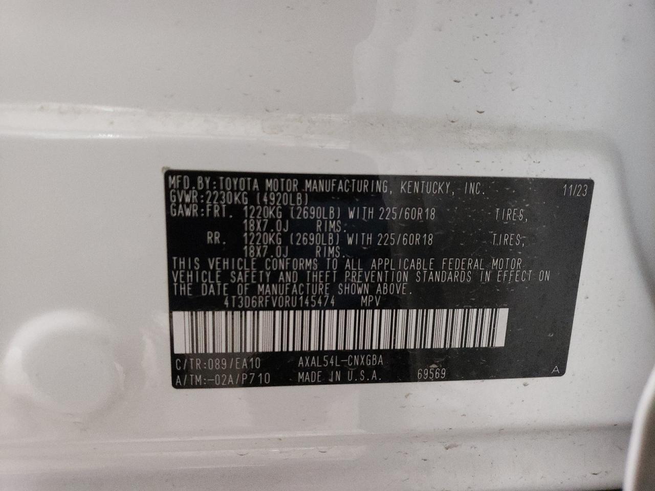 2024 Toyota RAV 4 VIN 4T3D6RFV0RU145474 Copart auction photo, front end / side damage thumbnail 15