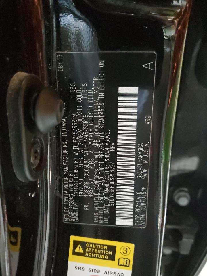 2013 Toyota Highlander VIN 5TDDK3EH0DS251227 Copart auction photo, front end damage thumbnail 15