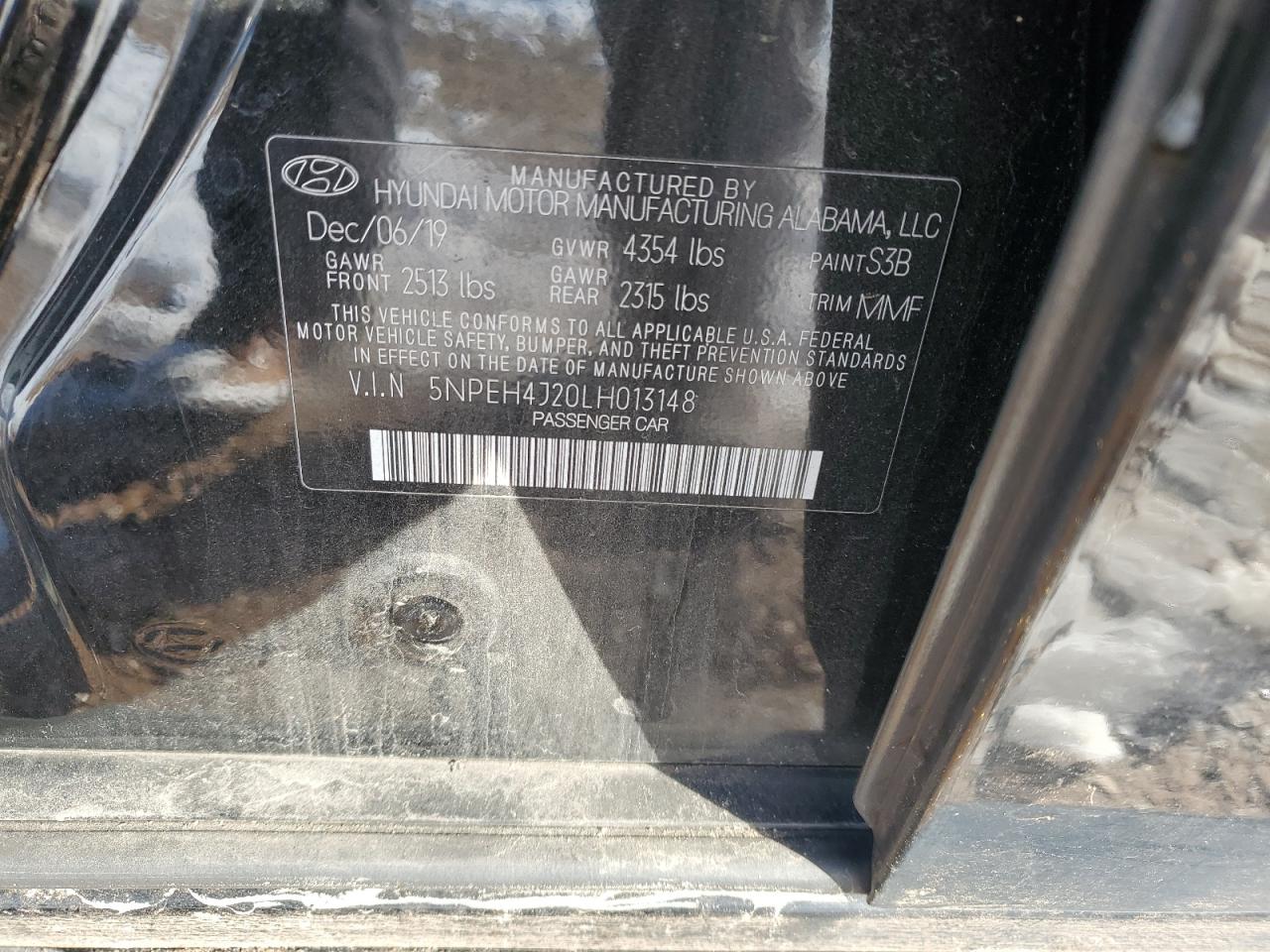 2020 Hyundai Sonata VIN 5NPEH4J20LH013148 Copart auction photo, front end damage thumbnail 12