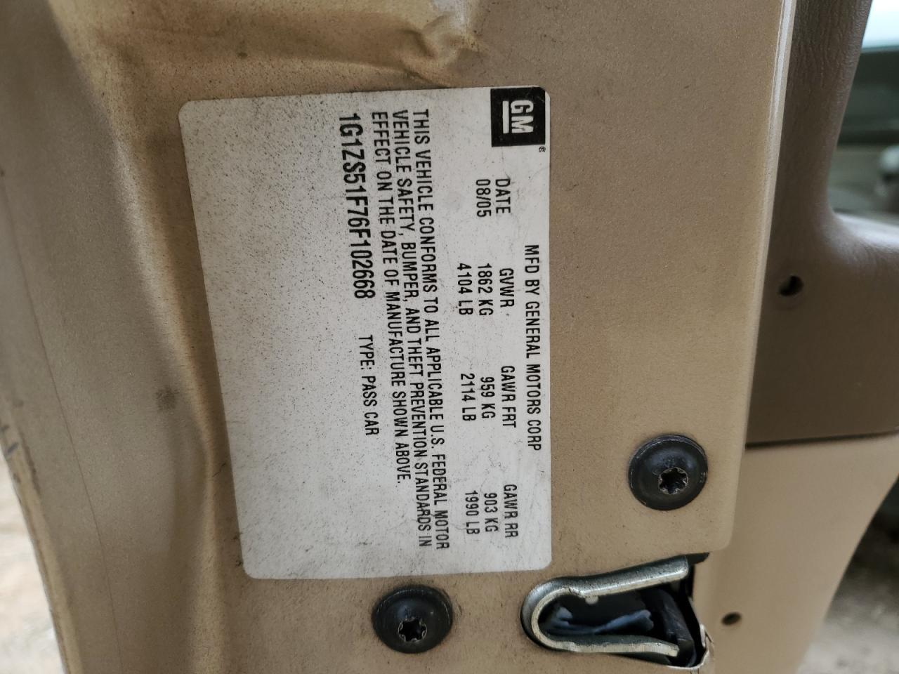 2006 Chevrolet Malibu VIN 1G1ZS51F76F102668 Copart auction photo, side damage thumbnail 12