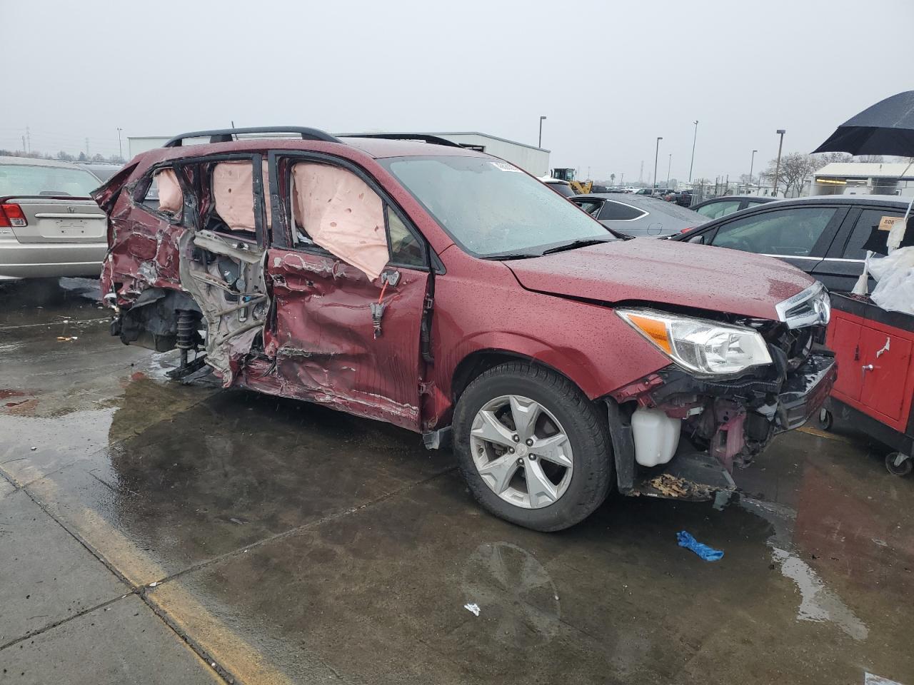 2015 Subaru Forester VIN JF2SJABC1FH840674 Copart auction photo, rollover damage thumbnail 4