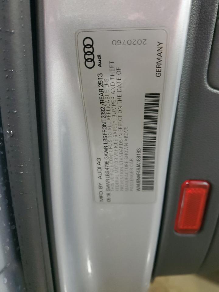 2018 Audi A4 VIN WAUENAF46JA188183 Copart auction photo, rear end damage thumbnail 14