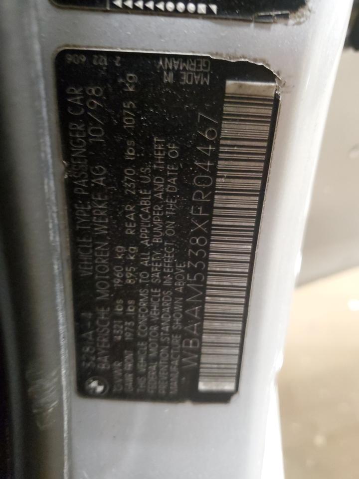 1999 BMW 3er VIN WBAAM5338XFR04467 Copart auction photo, front end damage thumbnail 14