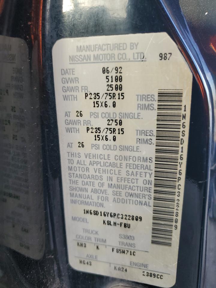 1993 Nissan Titan VIN 1N6SD16Y6PC322809 Copart auction photo, normal wear damage thumbnail 12