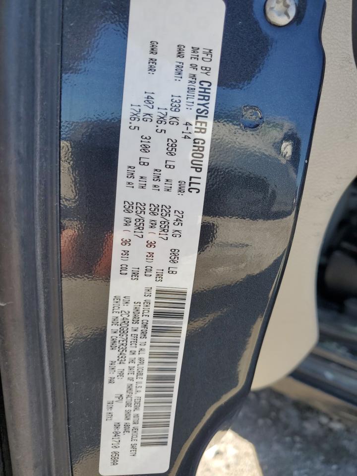 2014 Dodge Caravan VIN 2C4RDGBG7ER354934 Copart auction photo, water/flood / front end damage thumbnail 13