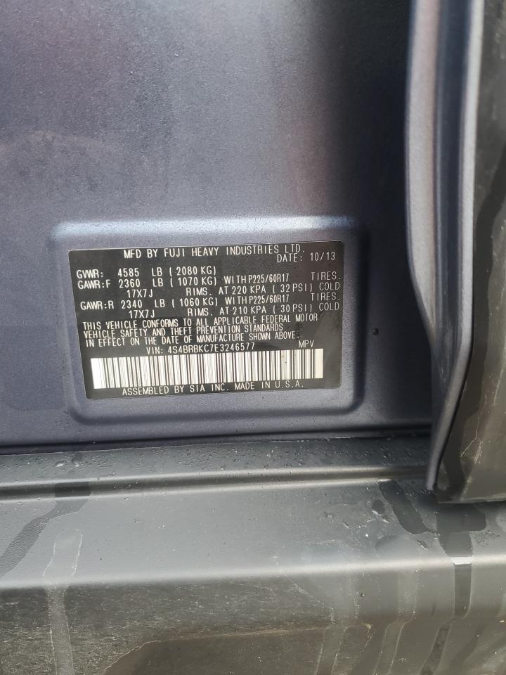 2014 Subaru Outback VIN 4S4BRBKC7E3246577 Copart auction photo, front end damage thumbnail 14