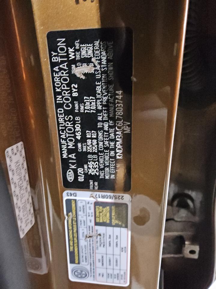 2020 KIA Sportage VIN KNDPM3AC6L7803744 Copart auction photo, mechanical damage thumbnail 13