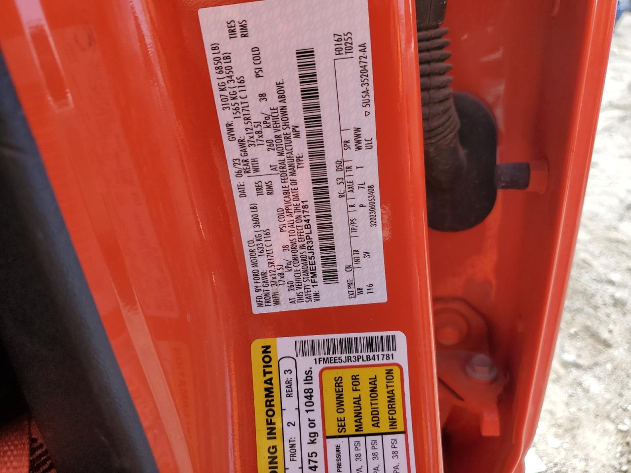 2023 Ford Bronco VIN 1FMEE5JR3PLB41781 Copart auction photo, front end damage thumbnail 13