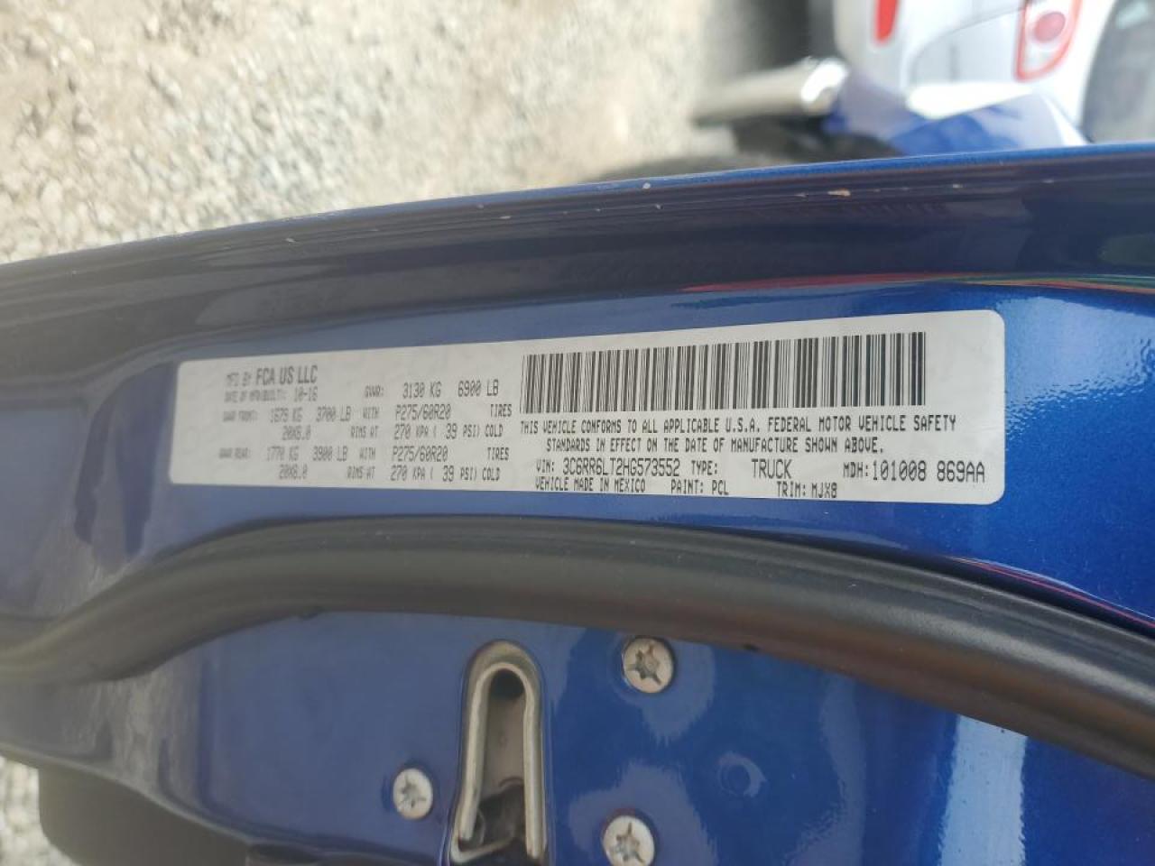 2017 RAM 1500 VIN 3C6RR6LT2HG573552 Copart auction photo, front end damage thumbnail 12