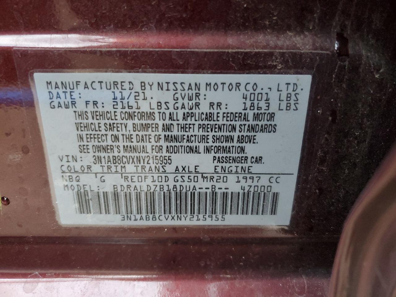 2022 Nissan Sentra VIN 3N1AB8CVXNY215955 Copart auction photo, all over damage thumbnail 14