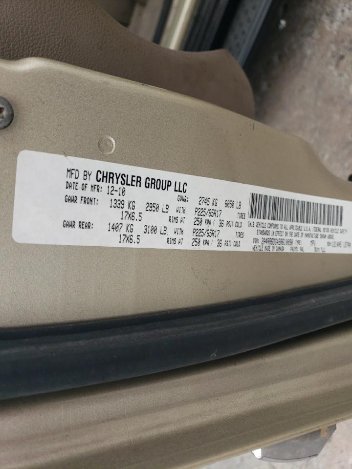 2011 Chrysler Town & Country VIN 2A4RR6DG4BR610090 Copart auction photo, front end / side damage thumbnail 15