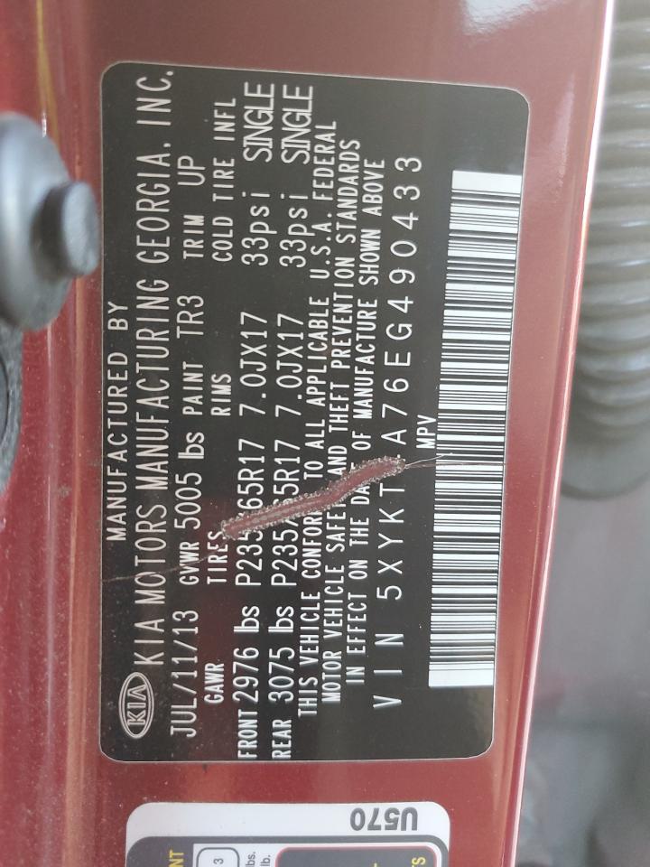 2014 KIA Sorento VIN 5XYKT4A76EG490433 Copart auction photo, side damage thumbnail 13