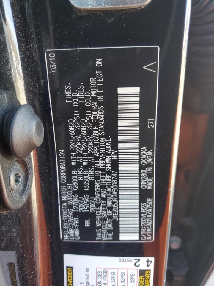 2010 Toyota 4Runner VIN JTEZU5JR7A5008747 Copart auction photo, front end / minor dent/scratches damage thumbnail 13