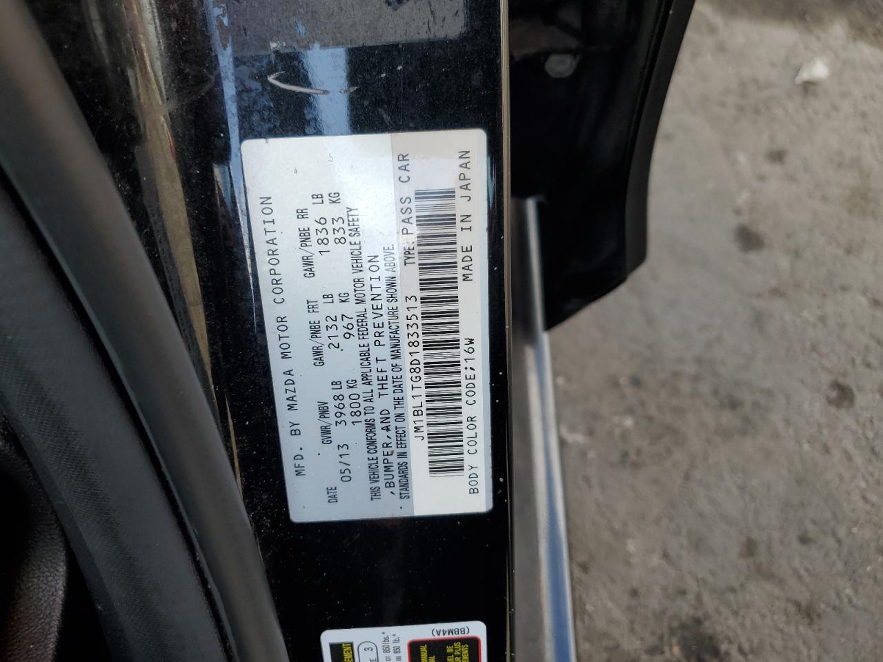 2013 Mazda 3 VIN JM1BL1TG8D1833513 Copart auction photo, rear end / side damage thumbnail 12