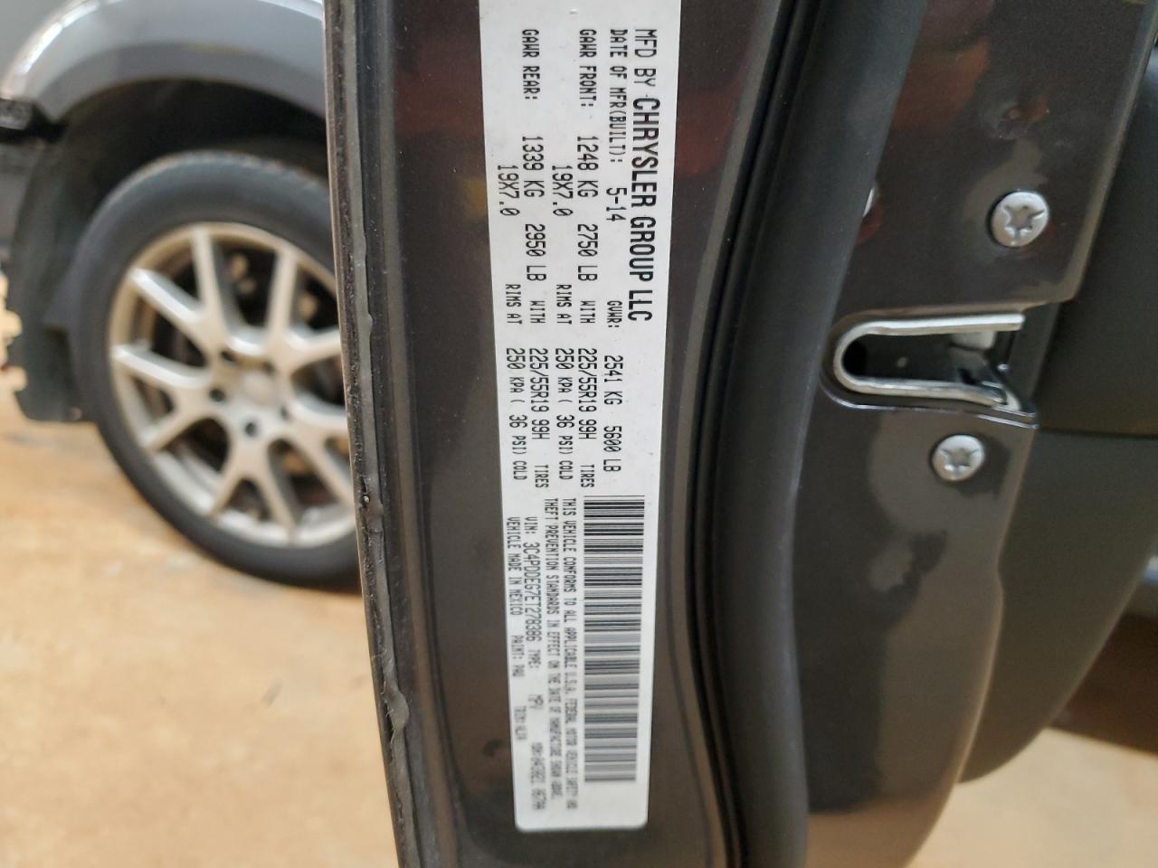2014 Dodge Journey VIN 3C4PDDEG7ET278386 Copart auction photo, front end / rejected repair damage thumbnail 14