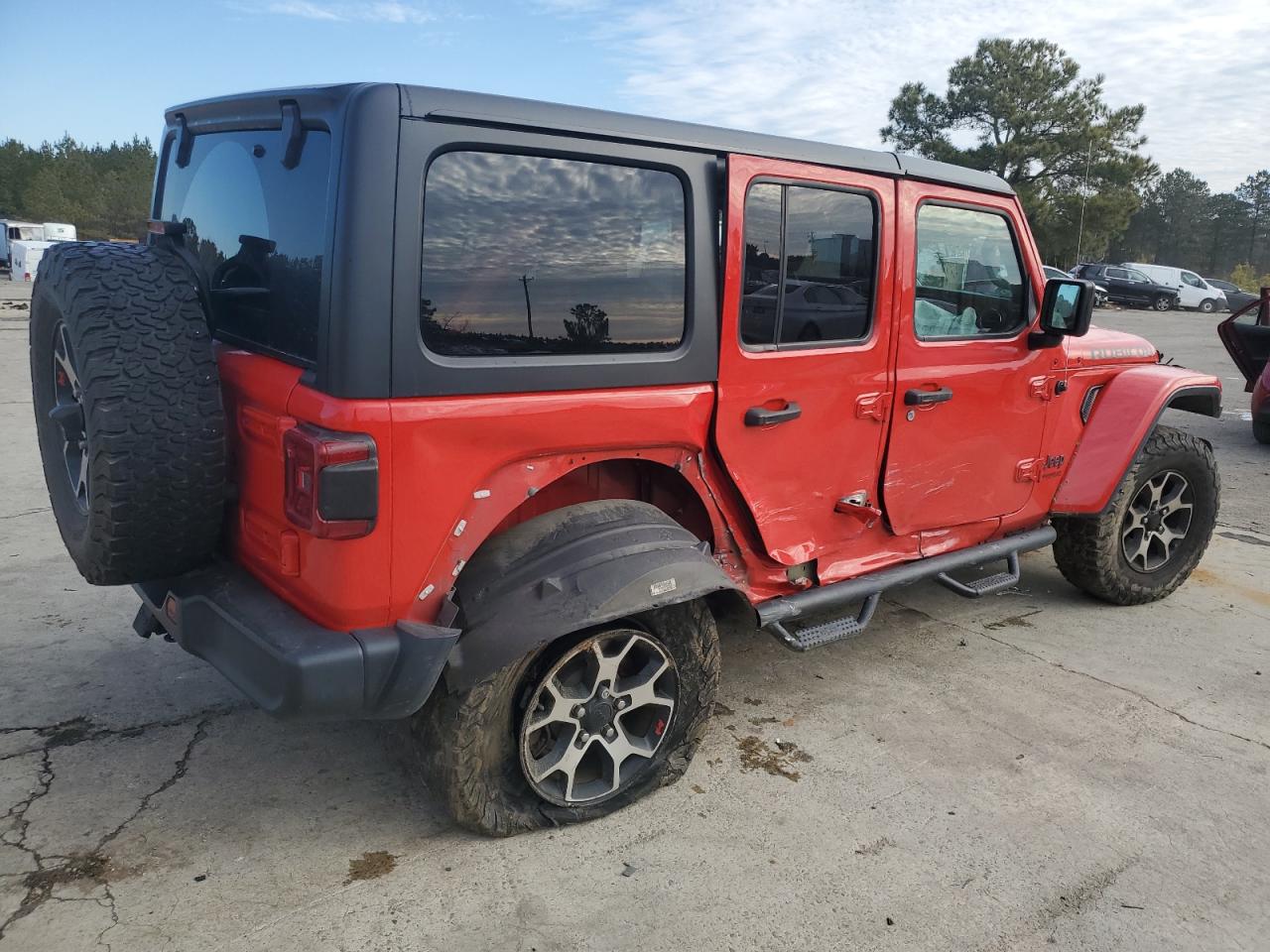 2021 Jeep Wrangler VIN 1C4HJXFN9MW505291 Copart auction photo, side damage thumbnail 3