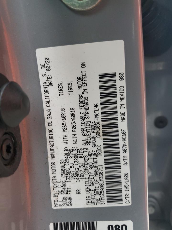 2020 Toyota Tacoma VIN 3TMGZ5AN8LM330711 Copart auction photo, rear end damage thumbnail 12