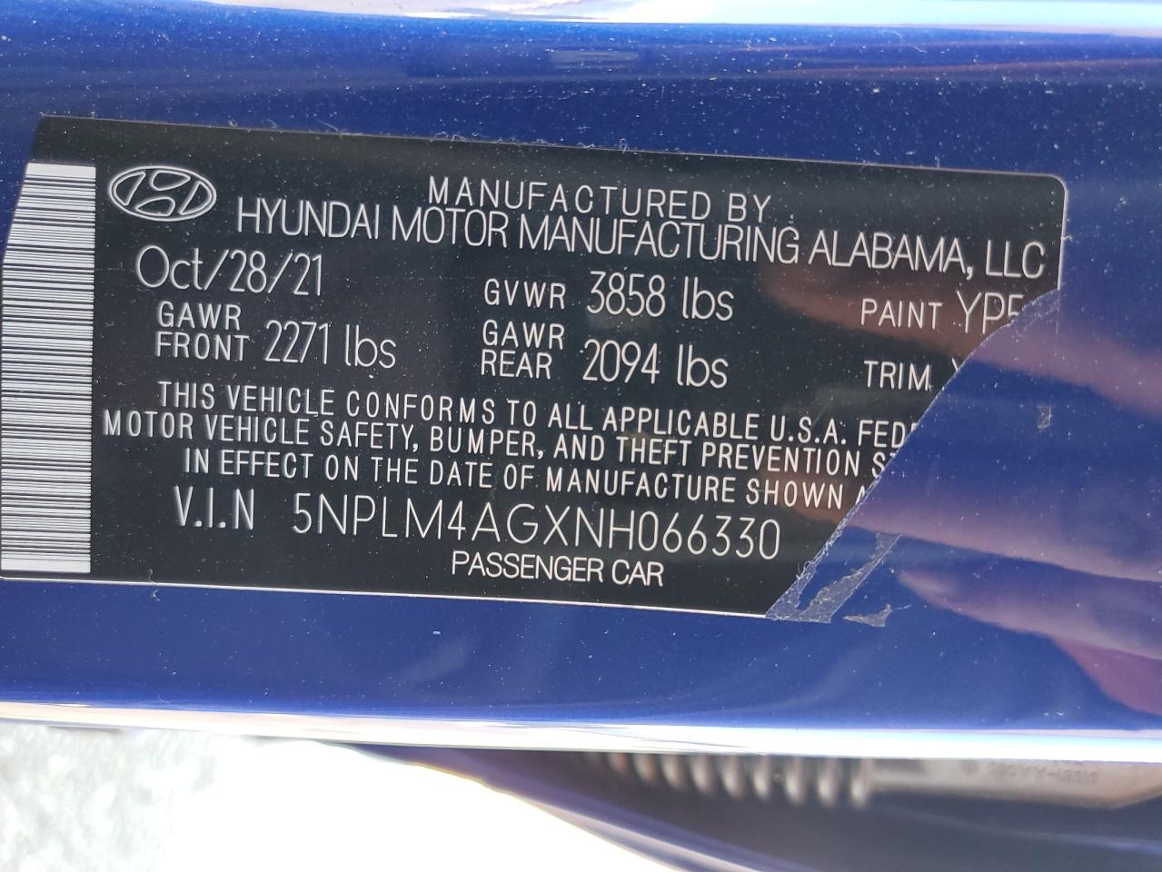 2022 Hyundai Elantra VIN 5NPLM4AGXNH066330 Copart auction photo, side damage thumbnail 14