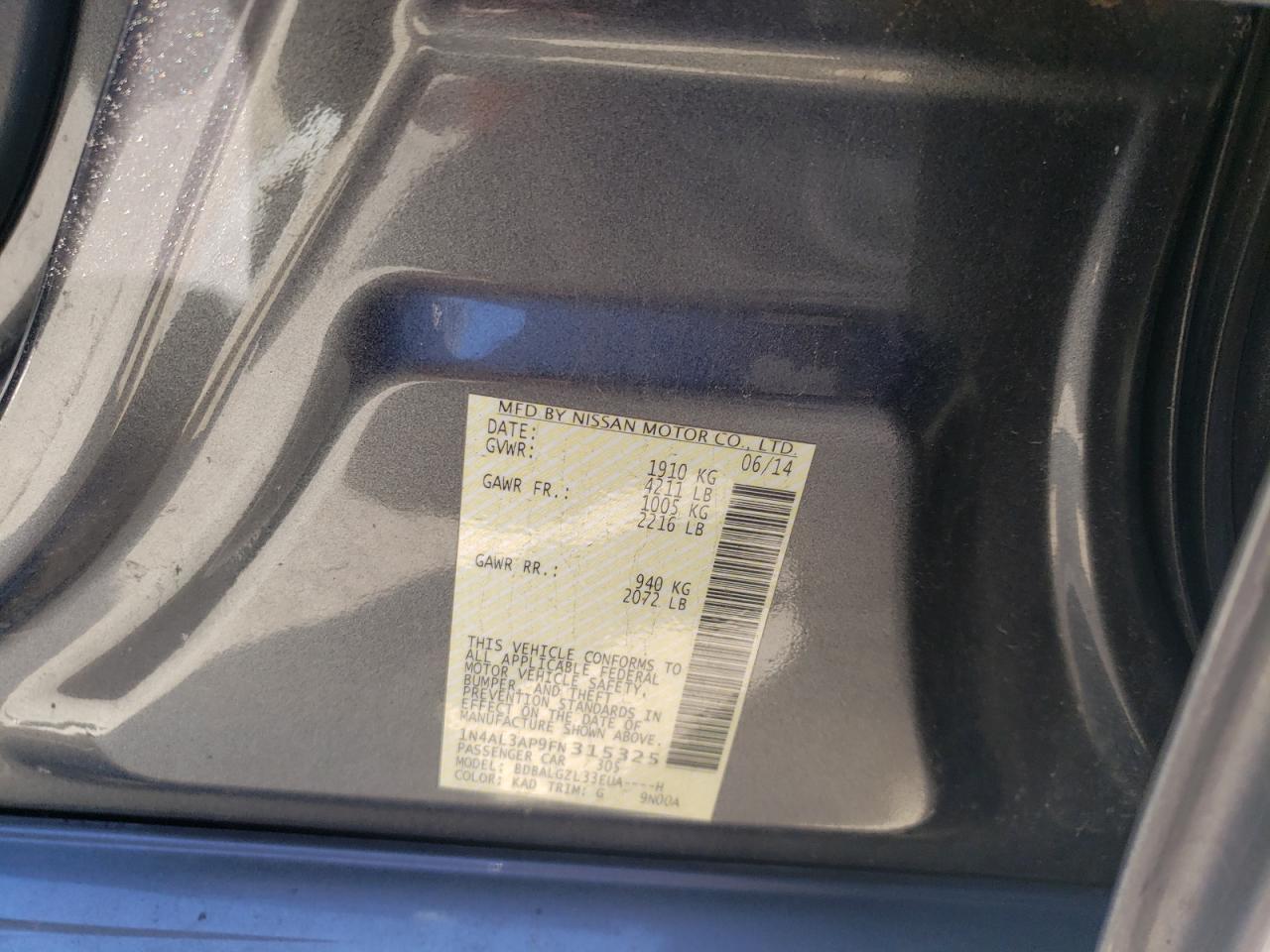 2015 Nissan Altima VIN 1N4AL3AP9FN315325 Copart auction photo, front end / side damage thumbnail 12