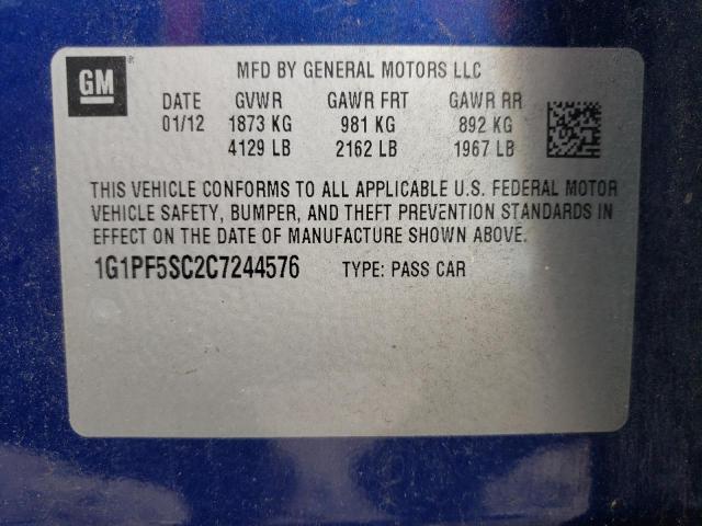 2012 Chevrolet Cruze VIN 1G1PF5SC2C7244576 Copart auction photo, mechanical damage thumbnail 12