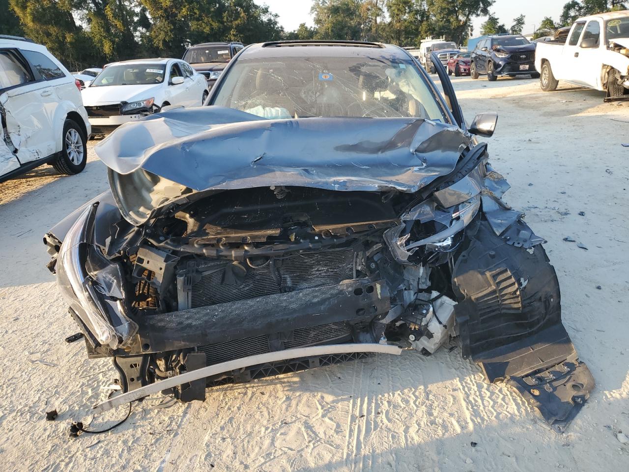 2014 Infiniti Q50 VIN JN1BV7AP7EM674423 Copart auction photo, front end / side damage thumbnail 5