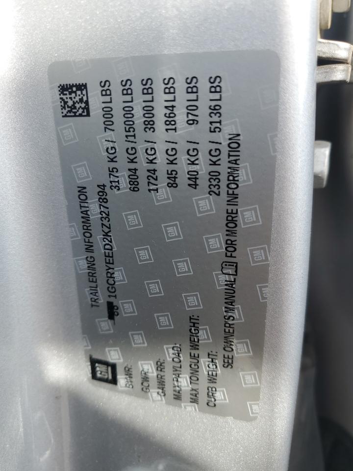 2019 Chevrolet Silverado VIN 1GCRYEED2KZ327894 Copart auction photo, front end damage thumbnail 12