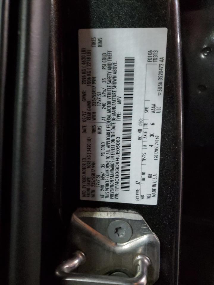 2017 Ford Escape VIN 1FMCU0GD6HUE05063 Copart auction photo, all over damage thumbnail 15