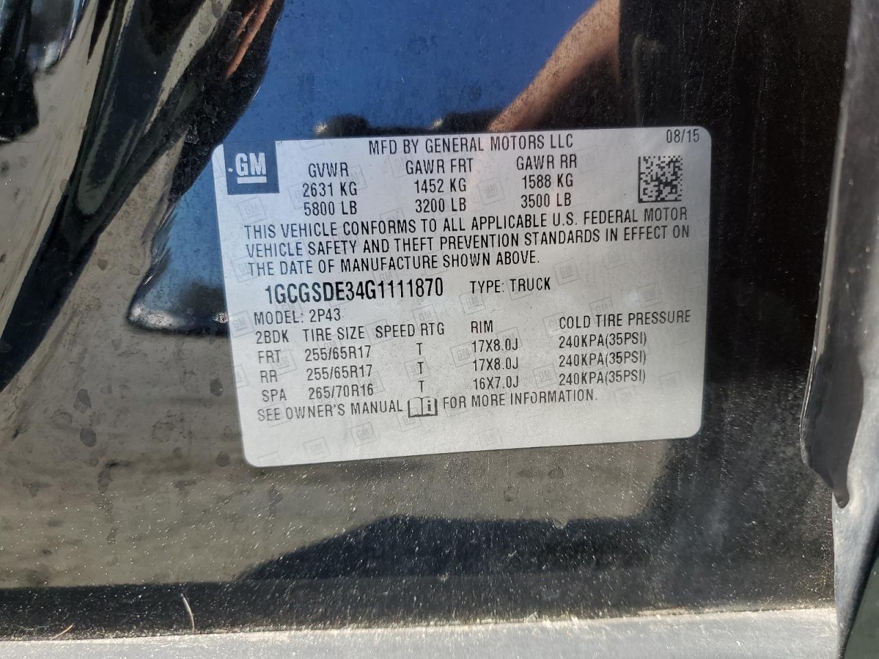 2016 Chevrolet Colorado VIN 1GCGSDE34G1111870 Copart auction photo, front end damage thumbnail 13