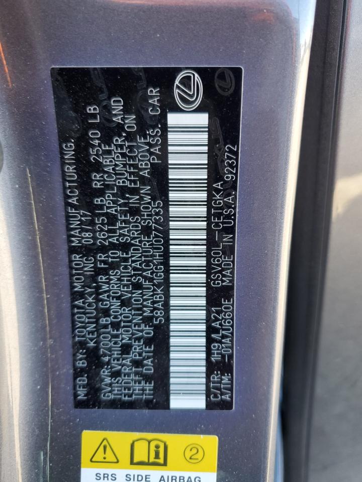 2017 Lexus ES VIN 58ABK1GG1HU077335 Copart auction photo, front end / minor dent/scratches damage thumbnail 12