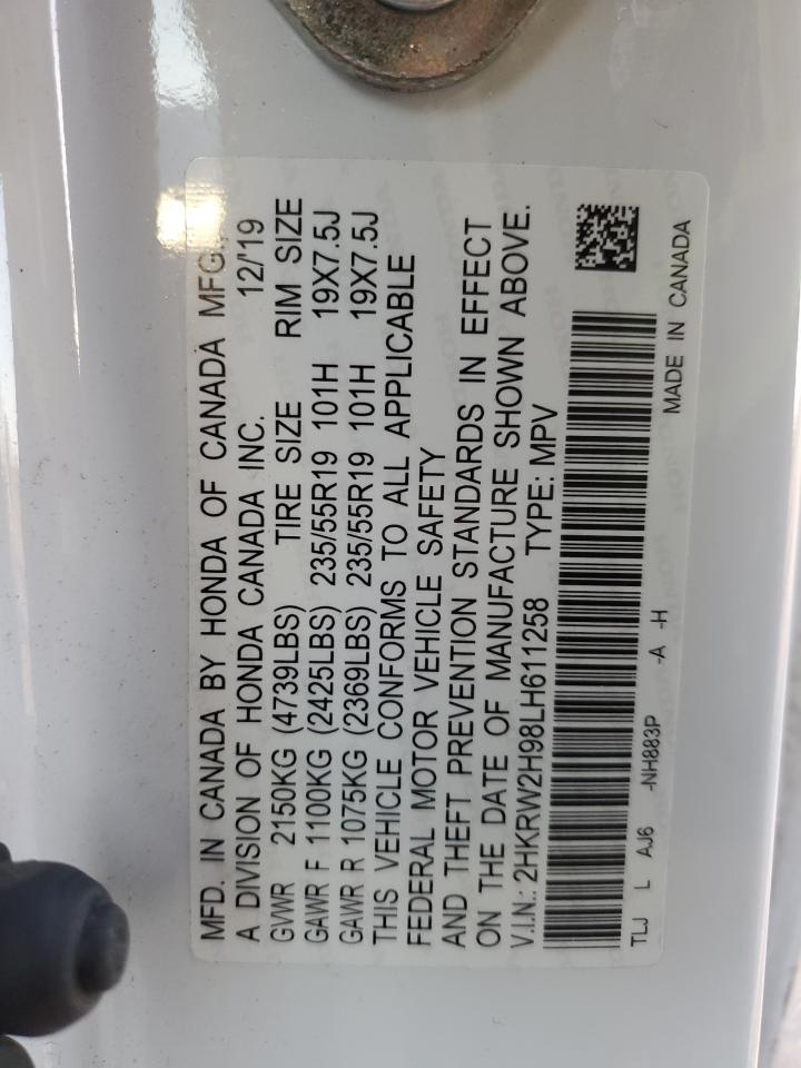 2020 Honda CR-V VIN 2HKRW2H98LH611258 Copart auction photo, all over / undercarriage damage thumbnail 16