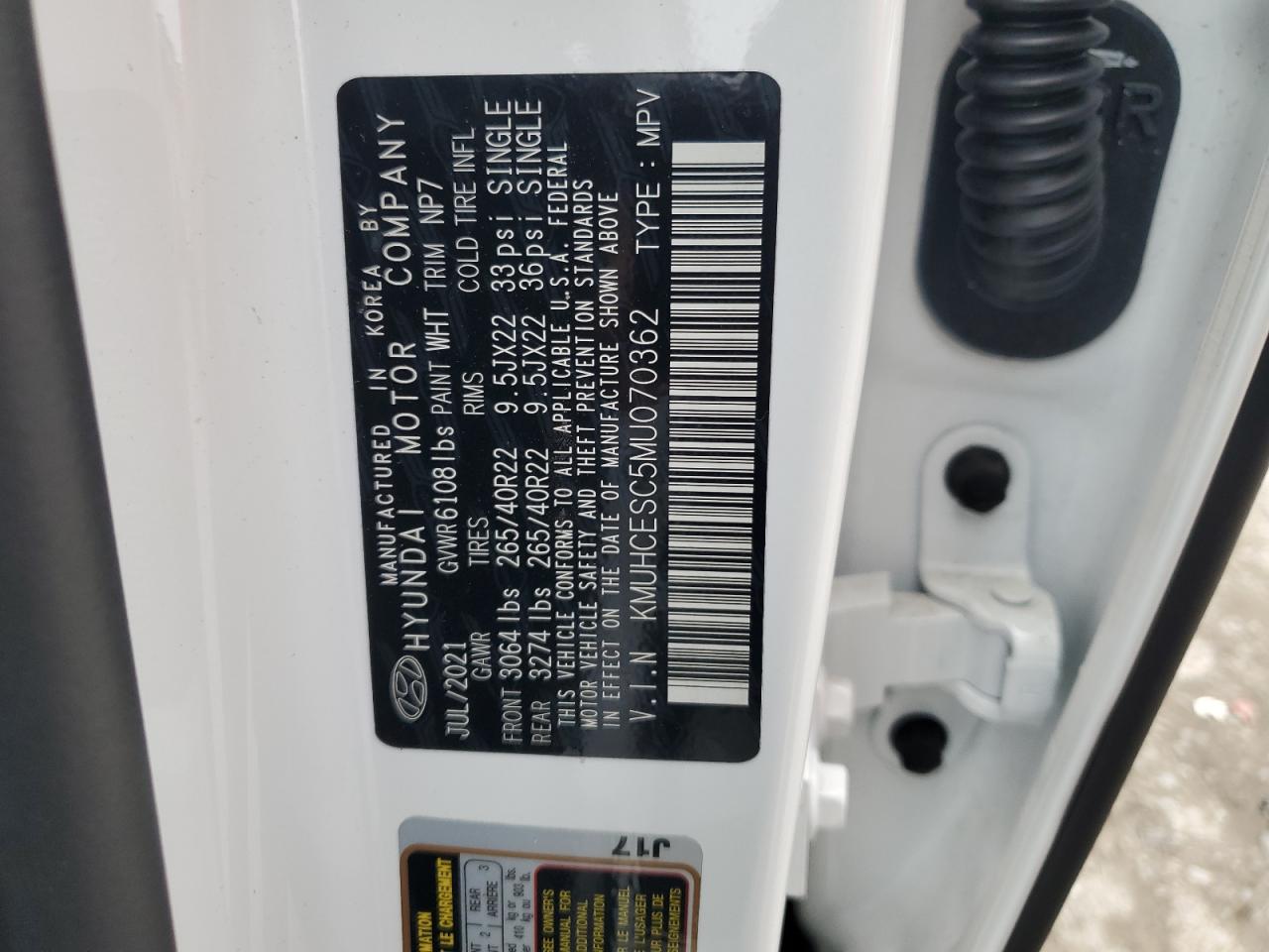 2021 Genesis Gv80 VIN KMUHCESC5MU070362 Copart auction photo, front end damage thumbnail 15