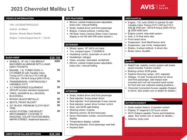 2023 Chevrolet Malibu VIN 1G1ZD5ST0PF222327 Copart auction photo, rear end damage thumbnail 12