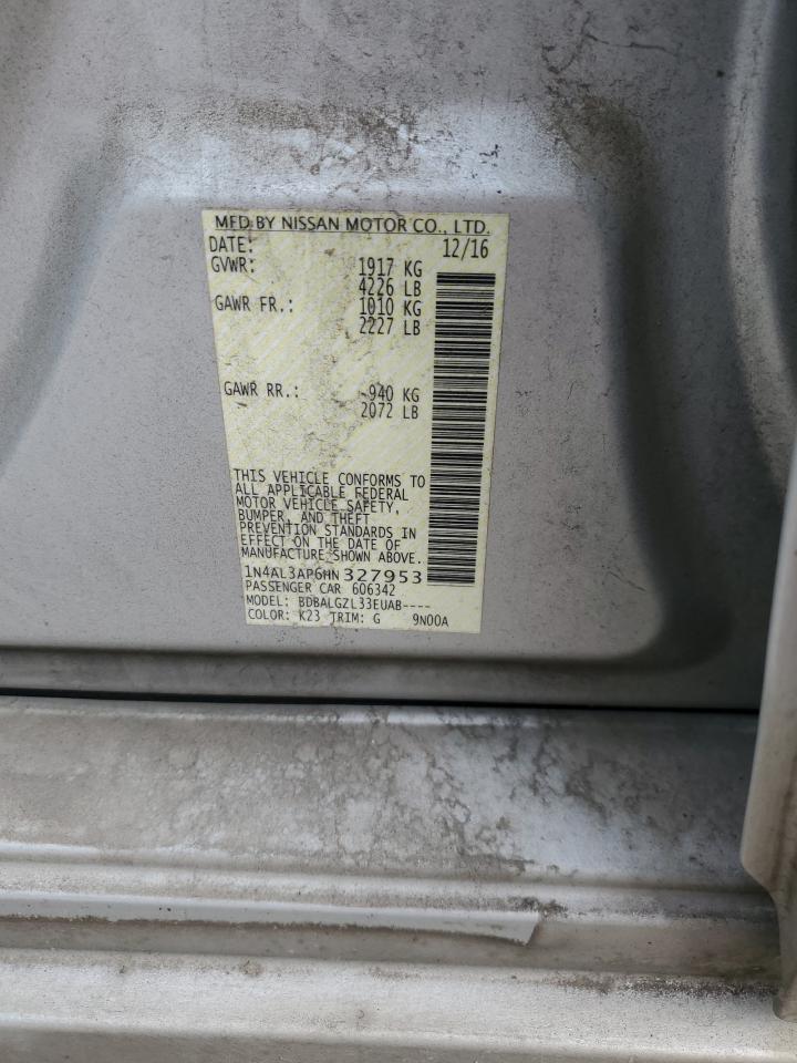 2017 Nissan Altima VIN 1N4AL3AP6HN327953 Copart auction photo, rear end damage thumbnail 13