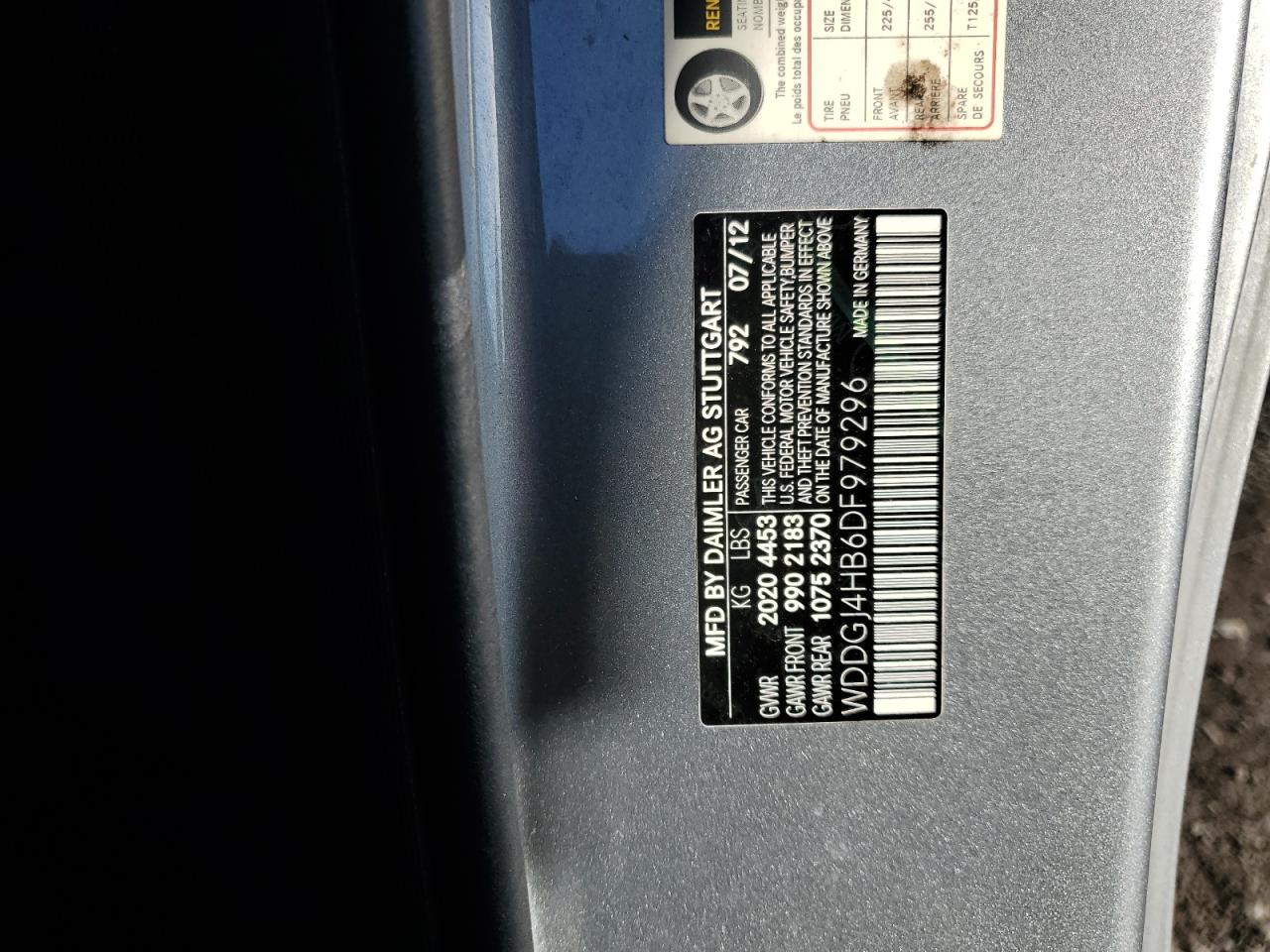 2013 Mercedes-Benz C-klasse VIN WDDGJ4HB6DF979296 Copart auction photo, rear end damage thumbnail 12