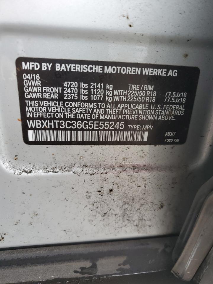 2016 BMW X1 VIN WBXHT3C36G5E55245 Copart auction photo, front end damage thumbnail 13