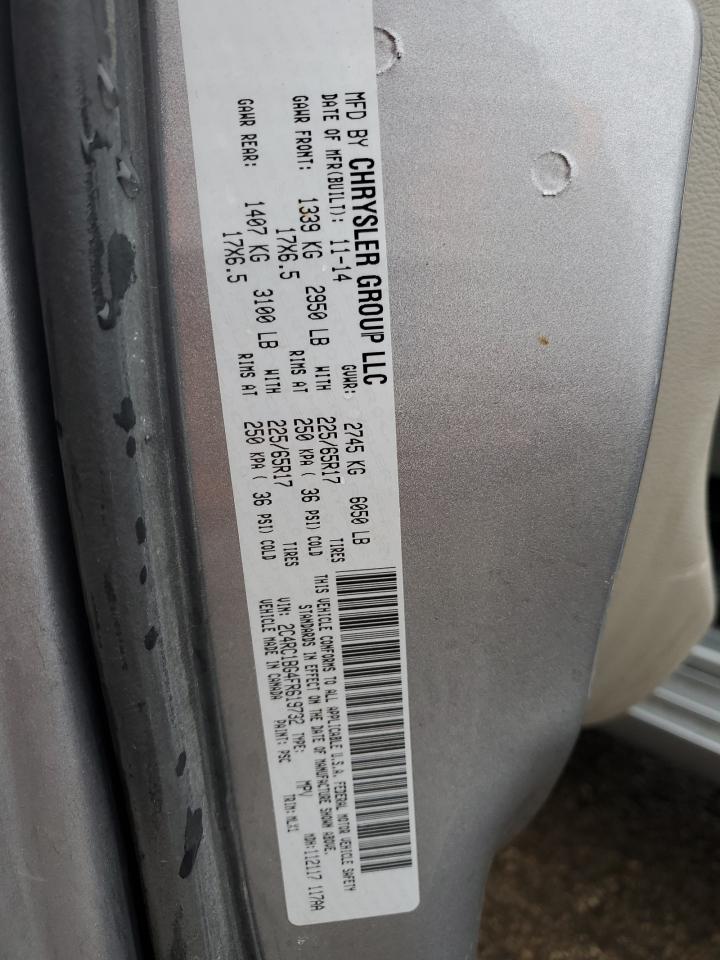 2015 Chrysler Town & Country VIN 2C4RC1BG4FR619732 Copart auction photo, front end / side damage thumbnail 13