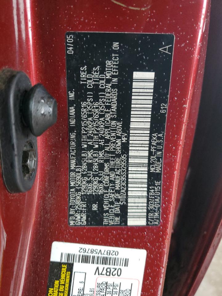 2005 Toyota Sienna VIN 5TDZA23C95S329595 Copart auction photo, front end damage thumbnail 16