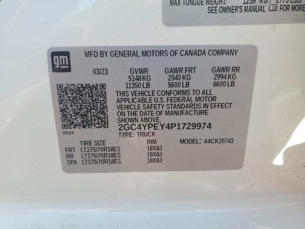 2023 Chevrolet Silverado VIN 2GC4YPEY4P1729974 Copart auction photo, front end damage thumbnail 13
