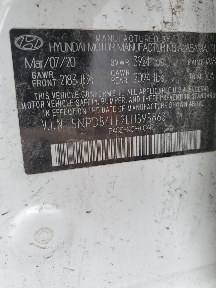 2020 Hyundai Elantra VIN 5NPD84LF2LH595863 Copart auction photo, front end / rear end damage thumbnail 14