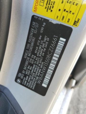 2008 BMW 5er VIN WBANW13508CZ76661 Copart auction photo, normal wear damage thumbnail 12