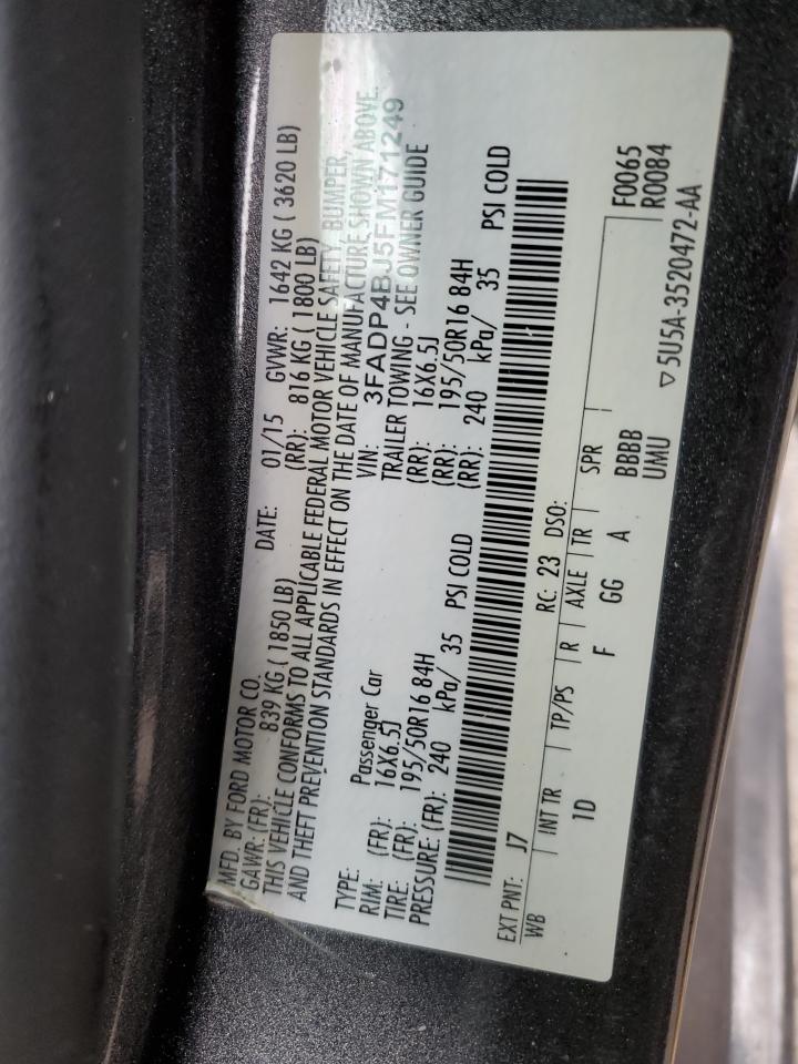 2015 Ford Fiesta VIN 3FADP4BJ5FM171249 Copart auction photo, side damage thumbnail 12