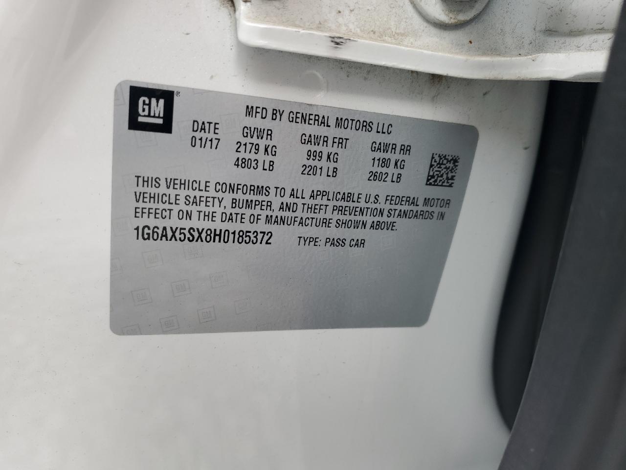 2017 Cadillac CTS VIN 1G6AX5SX8H0185372 Copart auction photo, front end damage thumbnail 12
