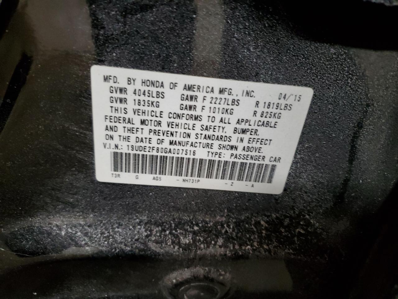 2016 Acura ILX VIN 19UDE2F80GA007516 Copart auction photo, all over damage thumbnail 15
