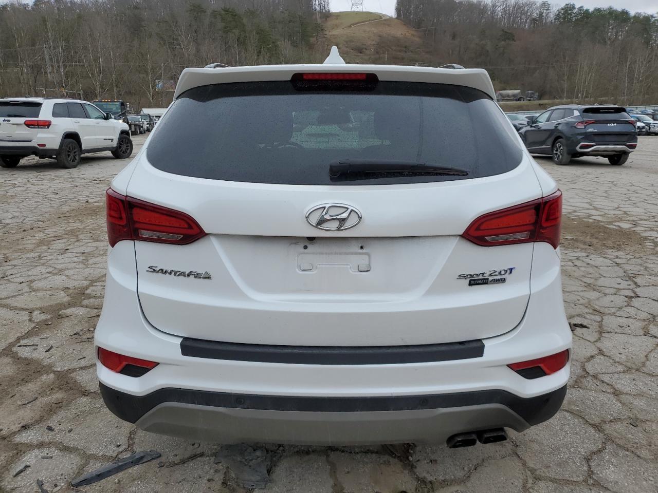 2018 Hyundai Santa Fe VIN 5NMZWDLA8JH068890 Copart auction photo, front end / side damage thumbnail 6